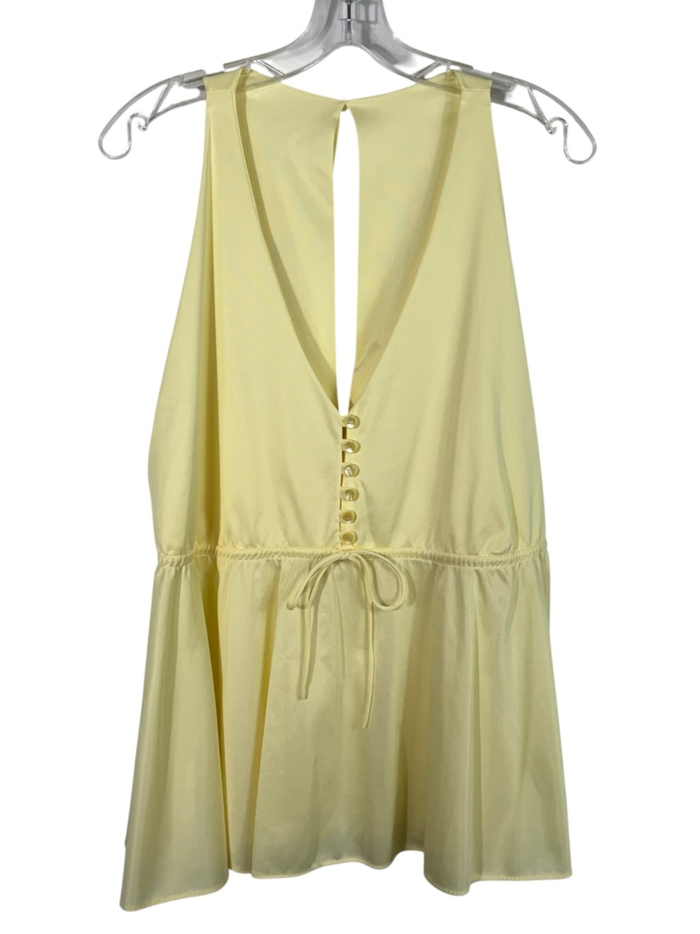 Vintage 60s/70s Sears Butter Yellow Button Down Deep V-Neck Tank Top 36 Small